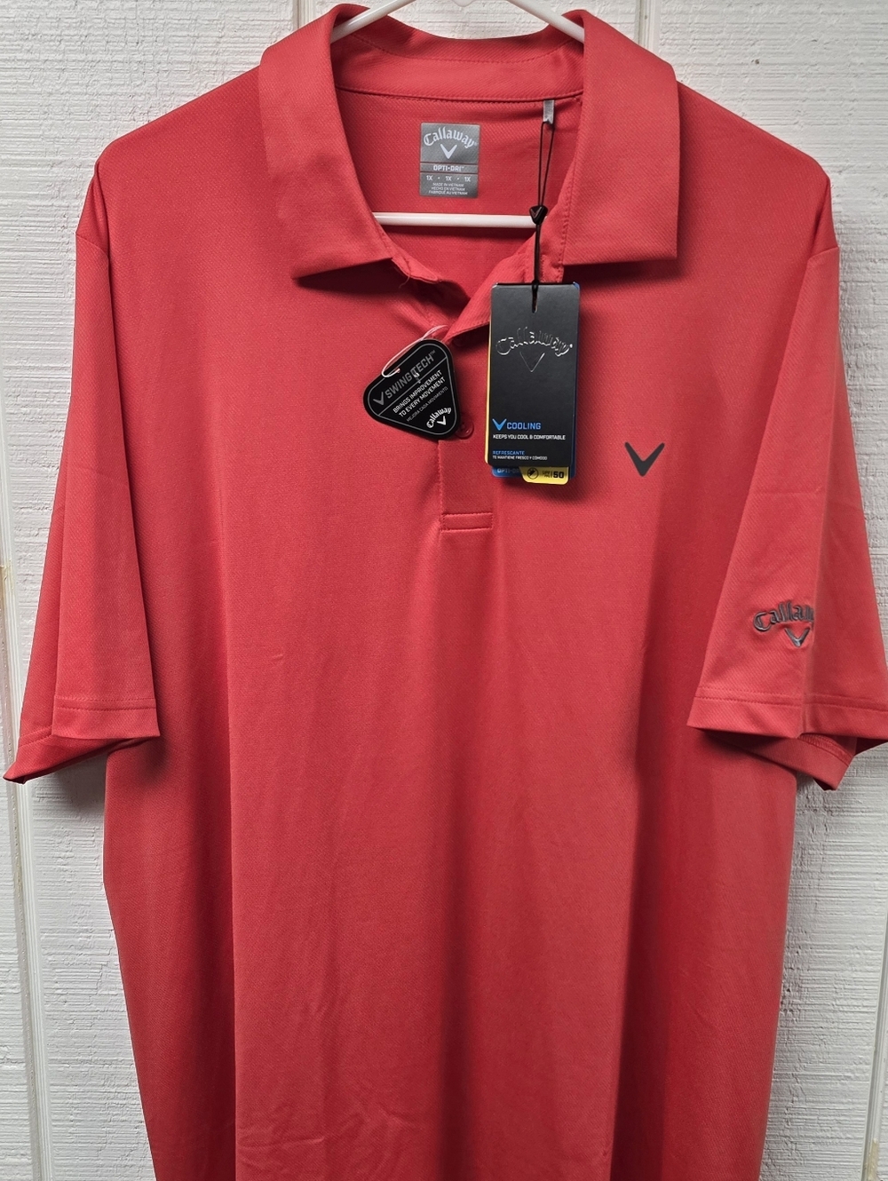 Callaway Opti‑Dry Swing Tech Golf Polo – Red – Men’s XL NWT – Moisture Wicking